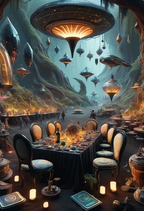 hyper detailed masterpiece, dynamic realistic digital art, awesome quality,Jet-black starship,productivity winery,brumous caldera distortion,bioluminescent forests, workplace,chthonic,celebratory,recondite,DonMT34P4rtyXL <lora:DonMT34P4rtyXL-v1.1-000008:0.8>
