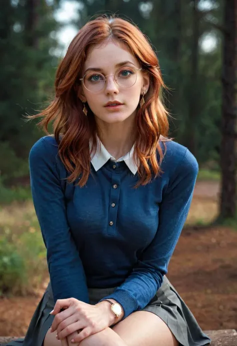 (masterpiece), (best quality), (ultra-detailed), masterpiece, best quality, highly detailed, 1girl, solo, up shot, lindagunderson, red hair, long hair, thin blouse, brown sweater,collared shirt,blue skirt, white thigh highs, perk breasts, Athletic body, sitting, short school suit, outdoors, sexy Linda <lora:lindagunderson-06:1>, thig gap, glasses, illustration, disheveled hair, detailed eyes, perfect composition, moist skin, intricate details, earrings, by wlop, masterpiece, best quality, highly detailed, 1girl, solo, up shot, lindagunderson, red hair, long hair, thin blouse, brown sweater,collared shirt,blue skirt, white thigh highs, perk breasts, Athletic body, sitting, short school suit, outdoors, sexy Linda <lora:lindagunderson-06:1>, thig gap, glasses, shiny background, glossy, intricate, elegant, sharp focus, bright colors, cinematic, extremely beautiful, stunning composition, creative, positive radiant, inspiring, thought, fancy, iconic, fine detail, full color, cheerful, cute, perfect light, magic, pretty, illuminated, amazing, epic, great artistic, atmosphere, new, fantastic