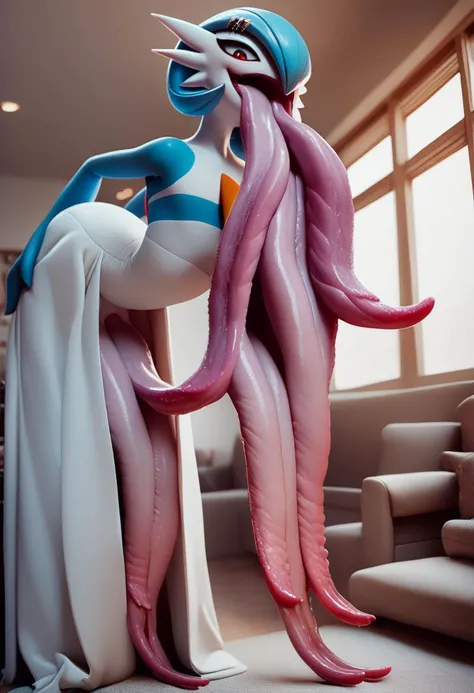 score_9, score_8_up, score_7_up, Gardevoir, long tongue, hyper tongue, thick tongue, (multi tongues:1.5),(length of tongues are three times longer than whole height:1.5), tons of amount of hyper multi tongues, (hyper realistic tongue texture:1.2), feral, inside room