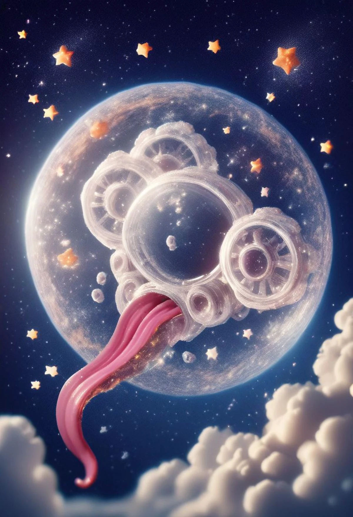 score_9, score_8_up, <lora:BubblyTech_PonyXL_B-000013:1>,bubblytech ,scifi, transparency, caustics , iridescent,
demon babe with very long tongue, curly tongue, bob cut, deep space stars hair, galaxy eyes , master of the universe, depth of field, torso coming out of large spiral galaxy, masterpiece, sem-realistic, star cluster,space stars,clouds,stars,nebula,space art,