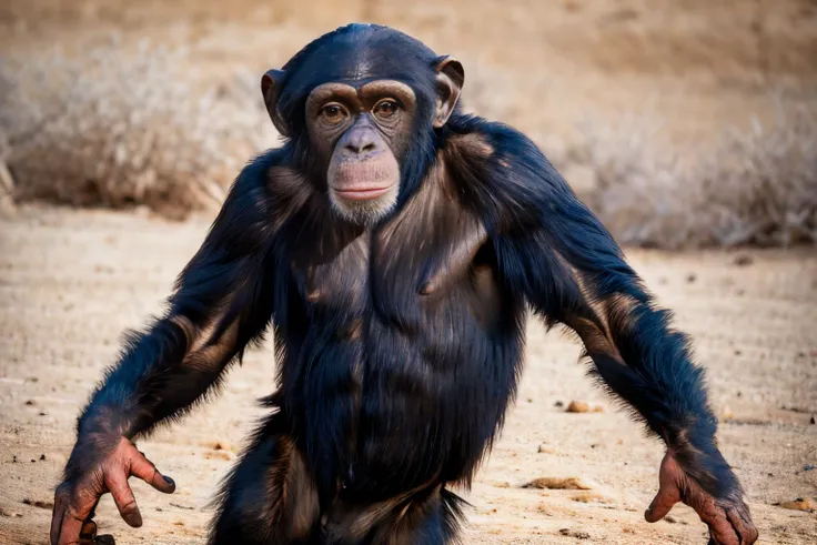desert landscape (masterpiece, best quality:1.2), ultra-detailed, EdobChimpanzee chimpanzee, (realistic:1.5), <lora:EdobChimpanzee_v1.0:1>