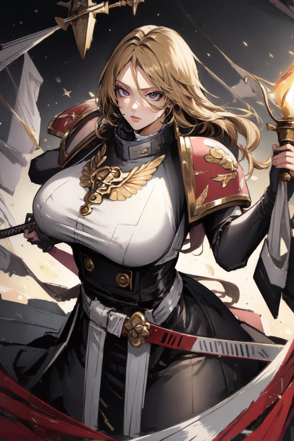 (masterpiece, best quality), intricate details,
1girl, <lora:matsumoto_rangiku:0.8> matsumoto rangiku, huge breasts,
<lora:Primarismarines4:0.8> Primaris,