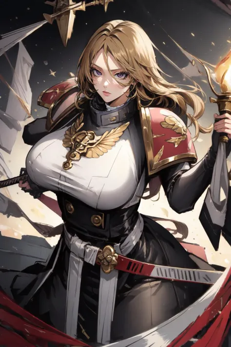 (masterpiece, best quality),  intricate details,
1girl, <lora:matsumoto_rangiku:0.8> matsumoto rangiku,  huge breasts, 
 <lora:Primarismarines4:0.8> Primaris,