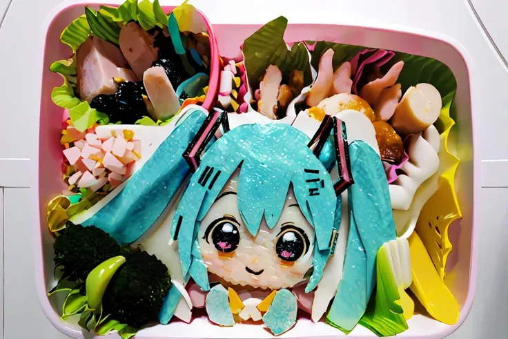 <lora:kyaraben:1.1> kyaraben, 1girl, hatsune miku, chibi