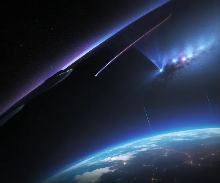 <lora:Something:0.8>, futuristic city floating through space, stars, galaxies