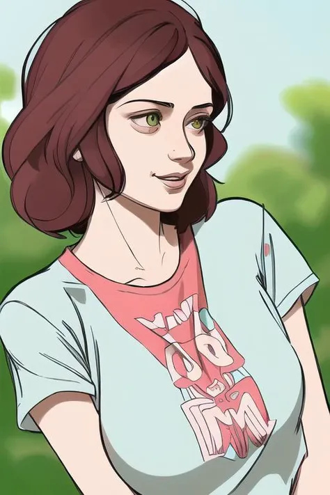 (best quality:1.0), woman, 1girl, solo, young 1girl, stunningly attractive, perfect feminine face, (cute:1.2), silver short wavy hair, medium breasts, detailed background, outdoors, nature backdrop, highres, dynamic angle, (cinematic lighting:1.2), cowboy shot, upper body, (yellow OR lime green OR red OR green OR blue OR orange OR purple OR black OR white OR teal OR maroon OR pink t-shirt:1.2), face focus, centered
happy, playful
<lora:Style Rotoscopee rotoscopee v1:1> (rotoscopee:1.35)