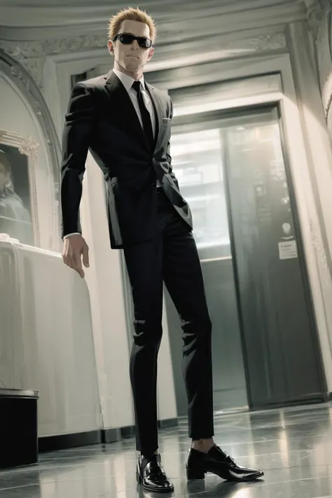 mib suit, <lora:MIB Suit and Neuralyzer V4:0.6>
