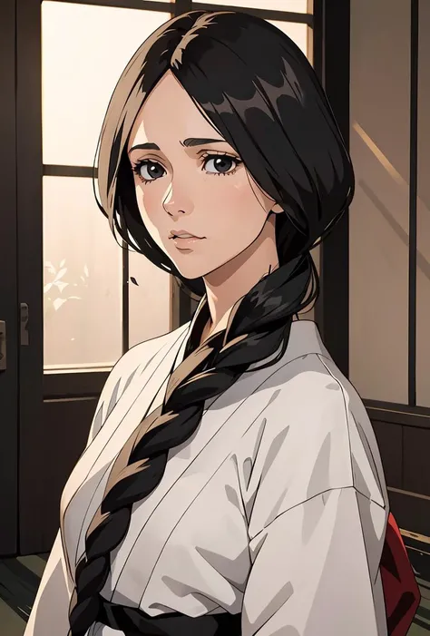 (masterpiece, best quality), 1girl, <lora:unohana_retsu_v1:0.8> unohana retsu, black hair, single braid, black eyes