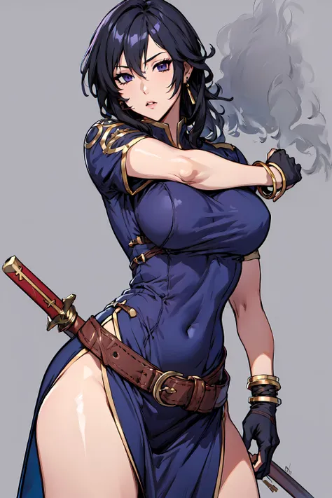 best quality, extremely detailed, anime style, key visual,
8k, high res,
<lora:hews style by goofy ai:0.4> <lora:cutesexyrobutts_v2:0.2> <lora:puuzaki-puuna-lora-v1:0.2> <lora:Kenshin187:0.2>
<lora:Maki Yoko_20230823184820:0.2>
<lora:shinonomeumi_lora:0.>
<lora:izumirika_lora:0.>
<lora:Round_Breasts_V7:0.4>ROUND BREASTS,big BREASTS
(simple background:1.3),
1girl, (slender:1.2), waist, (muscular:0.7)
<lora:Ayra_FE:0.7>ayra fe,
jewelry, earrings,
purple dress, short sleeves, side slit, thigh, chinese dress,
gloves, bracelet, fingerless gloves, belt,
holding weapon, holding sword,
dynamic pose, watching at viewer,