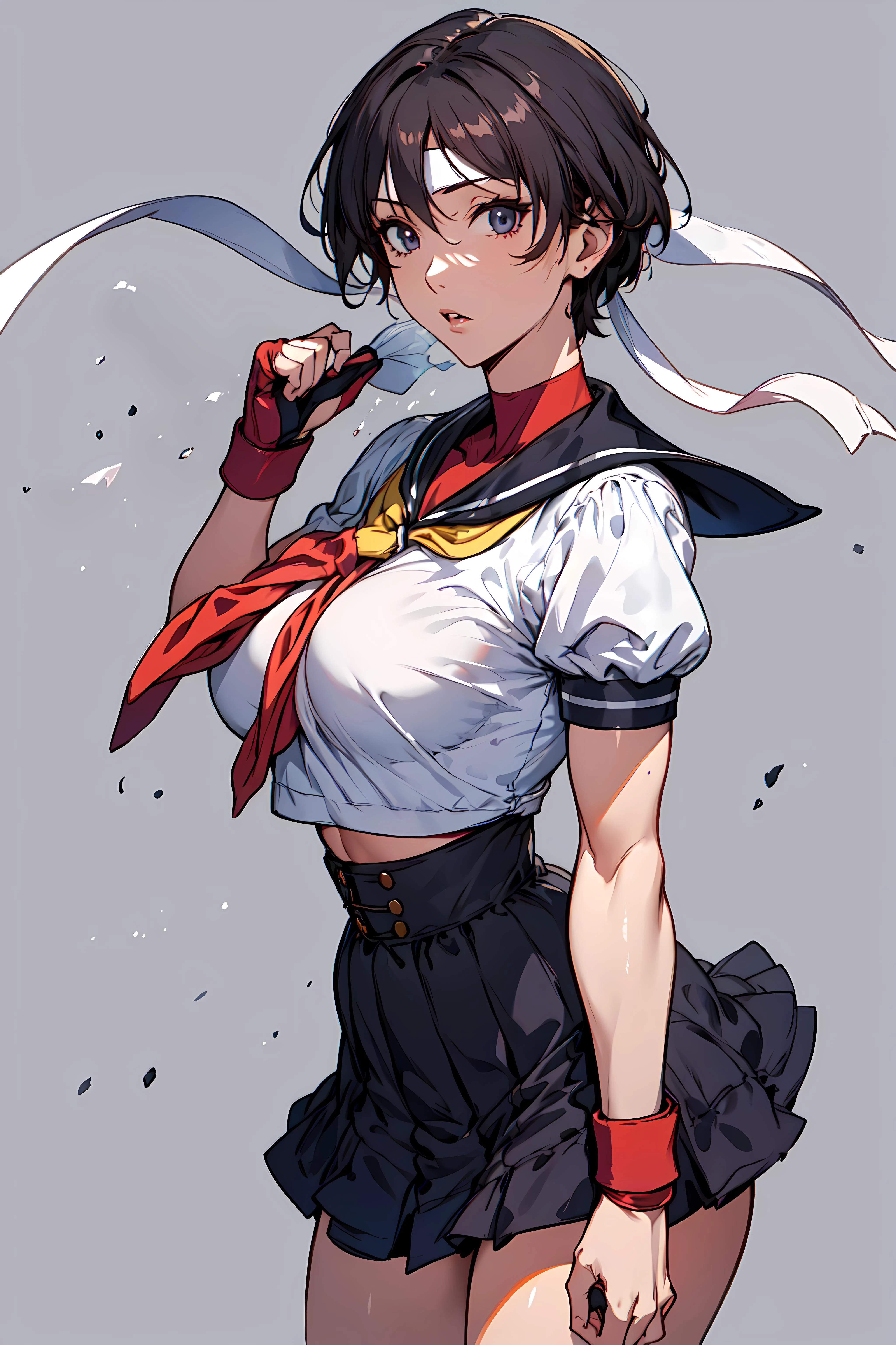 best quality, extremely detailed, anime style, key visual,
8k, high res,
<lora:hews style by goofy ai:0.4> <lora:cutesexyrobutts_v2:0.2> <lora:puuzaki-puuna-lora-v1:0.> <lora:Maki Yoko_20230823184820:0.>
<lora:Kenshin187:0.>
<lora:Round_Breasts_V7:0.4>ROUND BREASTS, big BREASTS
(simple background,:1.3)
watching at viewer
1girl, (slender:1.2), waist, (muscular:0.7)
<lora:Sakura:0.9>
SAKURAMS
SFA
fighting stance,