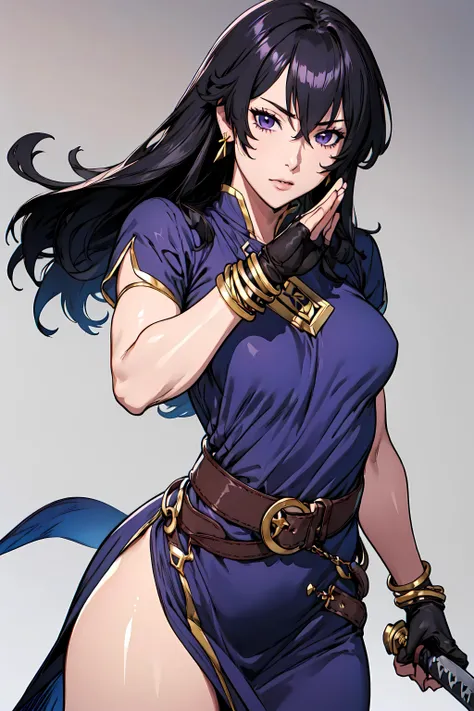 best quality, extremely detailed, anime style, key visual,
8k, high res,
<lora:hews style by goofy ai:0.4> <lora:cutesexyrobutts_v2:0.2> <lora:puuzaki-puuna-lora-v1:0.2> <lora:Kenshin187:0.2>
<lora:Maki Yoko_20230823184820:0.4>
<lora:shinonomeumi_lora:0.2>
<lora:izumirika_lora:0.2>
<lora:Round_Breasts_V7:0.4>ROUND BREASTS,medium BREASTS
(simple background:1.3),
1girl, (slender:1.2), waist, (muscular:0.7)
<lora:Ayra_FE:0.7>ayra fe,
jewelry, earrings,
purple dress, short sleeves, side slit, thigh, chinese dress,
gloves, bracelet, fingerless gloves, belt,
fighting stance,
holding weapon, holding katana, sheath,
dynamic pose, watching at viewer,