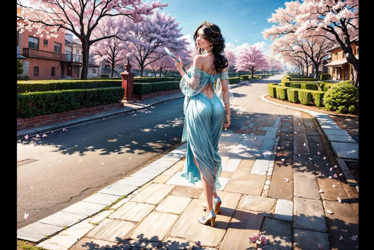 (masterpiece, top quality, best quality, official art, beautiful and aesthetic:1.2), jasmine walking in cherry blossom garden <lora:jasmine:0.6> <lora:add_detail:1>
