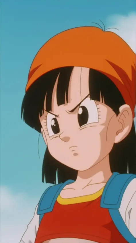 source_anime,score_9,score_8_up,score_7_up,anime screencap,
pangt,1girl,solo,bangs,angry,grass,black hair,outdoors,city,collarbone,blunt bangs,black eyes,eyelashes,facing viewer,bandana,retro artstyle,1990s \(style\),orange headwear,raised eyebrows,short hair,tube top,dolphin shorts,
<lora:pan_pony_v1:0.7>,