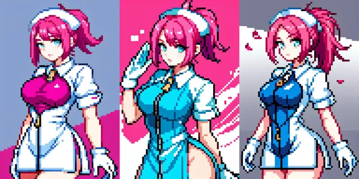 (otherworldly), highly insanely detailed, masterpiece, top quality, best quality, highres, 4k, 8k, RAW photo, (very aesthetic, beautiful and aesthetic),
1girl,
Garn3tRumble, 1girl, solo, large breasts, white gloves, white dress, short sleeves, open clothes, aqua eyes, white headwear, short dress, side slit, zipper, folded ponytail, nurse cap, collared dress, unzipped, leotard under clothes, pink leotard, open dress,
(flower, falling petals, petals on liquid, petals, cherry blossom:0.8),
<lora:Garn3tRumble-10:0.7>, (fantasy world)