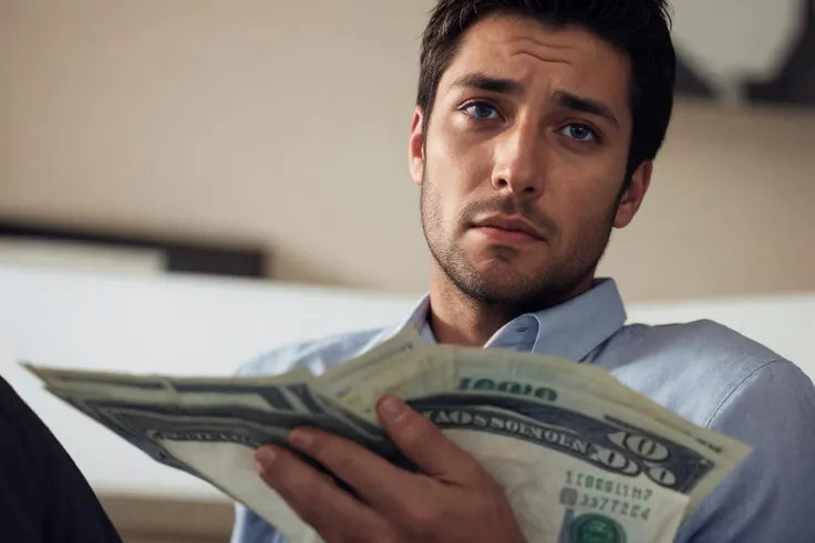 <lora:l_pld_pearsbd2n_sd_64_32:0.7> man spending money, pleading eyes