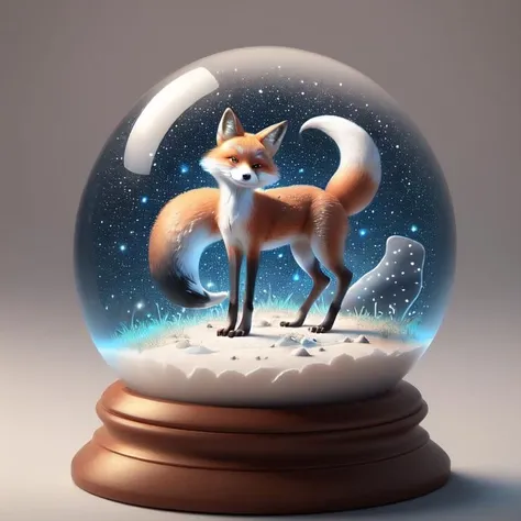 masterpiece,best quality,(fox:1.2),(extremely delicate and beautiful),bioluminescence,star (symbol),HD,8k,beautiful detailed glow,crystal ball, <lora:Xue Crystal ball V3-000008:0.8>,There's a lot of jewelry in the background