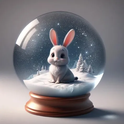 masterpiece,best quality,sdsjq,(rabbit:1.2),(extremely delicate and beautiful)ine,Around the crystal ball are Christmas presents,HD,8k,beautiful detailed glow,(detailed ice),Realistic style,star (symbol), <lora:Xue Crystal ball V3-000008:0.9>
