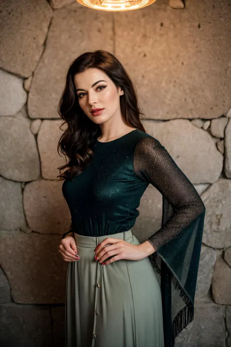 photo of (EPN1g3ll4L4ws0n:0.99), closeup portrait, perfect hair, (modern photo,  celestial flare skirt, enchanter,wand,emit celestial cloaks,   ), 24mm, (analog, cinematic, film grain:1.3), ((co-working space, charging station, rhyolite stone,cork flooring,tapestry with wrapped cords tapestry, high-intensity discharge lamps, wall grazing, gradient:1.1)), ((detailed eyes)), ((eyeliner, long lashes)), (pray hand on hip), (epicPhoto), long eyelashes, (perfect waist), (painted lips)