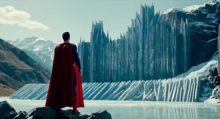 cinematic film still of <lora:Fortress of Solitude:1>
Fortress of Solitude superman in front of a mountain with big giant Fortress of Solitude in the background, shallow depth of field, vignette, highly detailed, high budget, bokeh, cinemascope, moody, epic, gorgeous, film grain, grainy