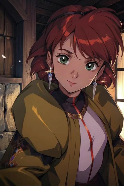 Princess Eilonwy, (masterpiece:1.1), (best quality:1.1), 1girl, Real light and shadow, anime face, 4k, 8k, wallpaper,epic, detail texture, fam, red hair, (green eyes:1.5) ((((red hair:1.35 colored inner hair,ear breathing)))), short hair, (((green_eyes:1.3))),intricate eyes,beautiful detailed eyes,symmetrical eyes,big eyes:1.5,(((lustrous skin:1.5,bright skin: 1.5,skin tanned,shiny skin,very shiny skin,shiny body,plastic glitter skin,exaggerated shiny skin,illuminated skin))),(detailed body,(detailed face)), cute, (((medieval man clothes,adventurer man clothing,winter coat,unbuttoned shirt))),(((intricate outfit,intricate clothes,embroidered outfit,ornate outfit,embroidered clothes,ornate clothes))), (dynamic pose:1.0),happy,smile,(centered,scale to fit dimensions,Rule of thirds), (ultra detailed,extremely detailed),(photorealistic artwork:1.37),(extremely detailed CG unity 8k wallpaper),(((vibrant colors,vibrant theme))),(intricate),(masterpiece),(best quality),