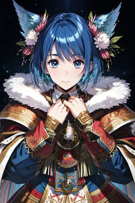 isara\(valkyrie\), (masterpiece:1.1), (best quality:1.1), 1girl, Real light and shadow, anime face, 4k, 8k, wallpaper,epic, detail texture, delicate hands, blue hair, (blue eyes:1.5) ((((blue hair:1.35 colored inner hair,ear breathing)))),(((blue_eyes:1.3))),intricate eyes,beautiful detailed eyes,symmetrical eyes,big eyes:1.5,(((lustrous skin:1.5,bright skin: 1.5,skin tanned,shiny skin,very shiny skin,shiny body,plastic glitter skin,exaggerated shiny skin,illuminated skin))),(detailed body,(detailed face)), cute, (((medieval man clothes,adventurer man clothing,winter coat,unbuttoned shirt))),(((intricate outfit,intricate clothes,embroidered outfit,ornate outfit,embroidered clothes,ornate clothes))), (dynamic pose:1.0),happy,smile,(centered,scale to fit dimensions,Rule of thirds), (ultra detailed,extremely detailed),(photorealistic artwork:1.37),(extremely detailed CG unity 8k wallpaper),(((vibrant colors,vibrant theme))),(intricate),(masterpiece),(best quality),