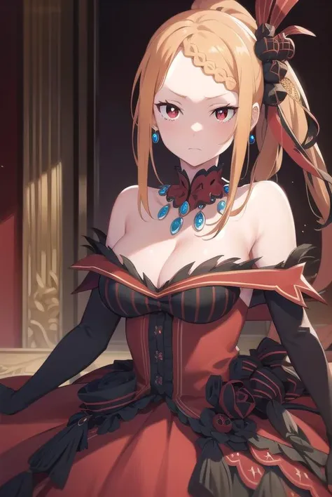 blonde portrait, (compensate:1.4), amazing body, (fit the body:1.2), Red lace costume, Very fine fur, natural skin texture, 4K texture, detailed stomach, very detailed, perfect smooth skin, light room, Complex, Super realistic, There, (nffsw:1.3), nffsw, (Complex細部, super detailed:1.1), cinematic, Photoreal, (dark shot:1.2), dramatic, high contrast, (warm color:1.1) , calm colors, master piece, elegant, sharp focus, colosseum