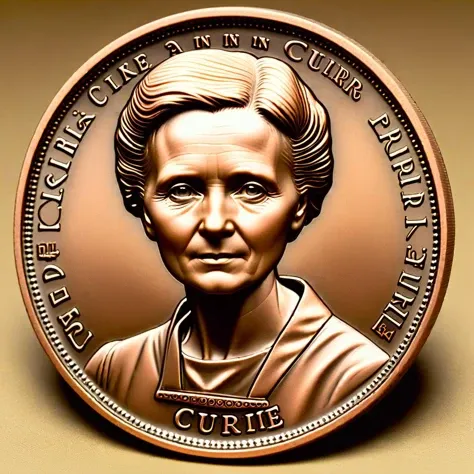 marie curie in an old copper coin