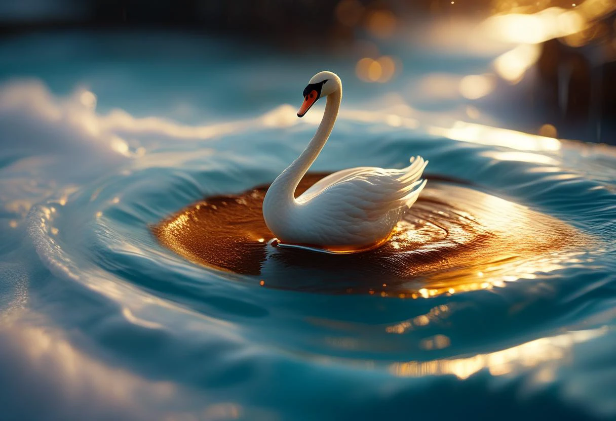 ((extremally close shoot)) (macro shoot), An old teaspoon, carved in the shape of a swan, floating on a wave of hot chocolate. (digital painting, trending on artstation, vibrant colors, close-up shot) BREAK, realistic, ((photorealistic)), extremely detailed, glass reflection, dark shadows, hard light hard shadows, shallow depth of field,highly detailed, high budget Hollywood film, , ((darkfull )) , detailed, focus on material