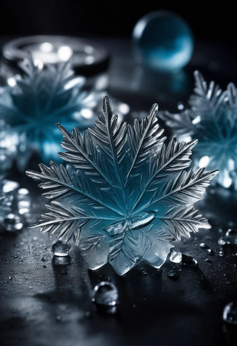 ((cinemtic shoot)) ((close shoot)) Ice crystals: Create your own ice crystals by freezing water droplets on a cold surface. The resulting crystals can be incredibly delicate and beautiful. BREAK, realistic, ((photorealistic)) rim lights, dark shadows, cinematic scene , movie shoot , dark, , , extremely detailed, glass reflection, dark shadows, hard light hard shadows, ,, shallow depth of field, vignette, highly detailed, high budget Hollywood film, cinemascope, moody, epic, gorgeous, detailed background , ((darkfull )) , detailed