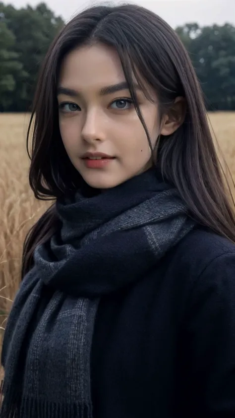 8k, best quality, masterpiece, realistic, ultra detail, photo realistic, Increase quality,
a photo of a girl standing in a field with a scarf, in the style of dark and brooding designer, voluminous mass, photobash, serene faces, jagged edges, navy, natural beauty, close-up shot
<lora:koreanDollLikeness_v15:0.3>, <lora:more_details:0.3>,