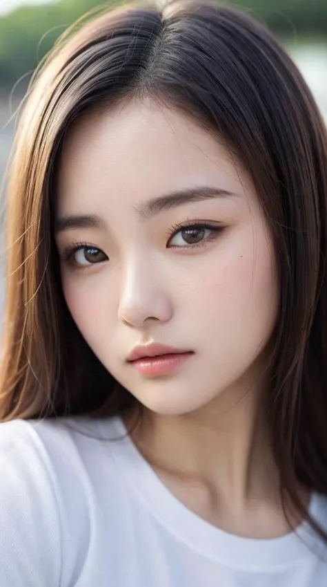 low quality, SD, amature photo, video taken by iphone, face close-up, slender, finely detailed face, shy, beautiful details eyes, 19years old korean, pretty, (best quality real texture skin:1.4),
t-shirts, wind,