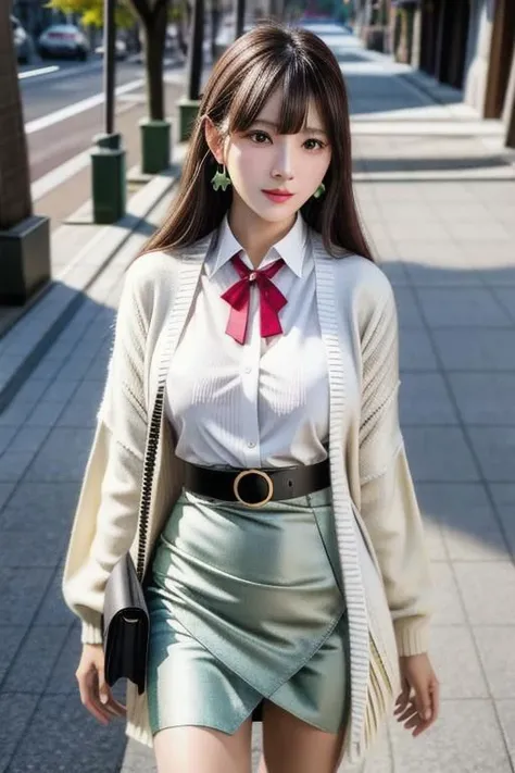 SFW, (1girl), (solo), (in Yokoyama,old-street,downtown),walking,looking up,from above,full body shot),incredibly detailed perfect eyes,jirai kei attire, (feminine fashion style), (white theme:1.1), (((white wrap blouse with waist ribbon),(green pencil skirt,belt),(knit cardigan))),earring,
BREAK
perfect face, (shiny smile),clear makeup, shiny hair, lustrous skin, finely detailed beautiful eyes, lighting on face, shiny_face, best_lighting, front_lighting,
BREAK Very delicate and beautiful girl ((vivid and beautiful $`, shocking sensation $a, incredibly detailed description $b)),
dark brown eyes,(Almond shaped eyes), thin eyebrow,(mole under eye:0.9),(mole breast:1.23),thin body, thin thighs, ((beautiful (well-shaped) breasts)), emphasize the cleavage, medium-large breasts, 54 cm waist, 163cm tall,((HIME-CUT floating):1.18), straight black long hair, (blunt bangs:1.23,0000:1.14), 21years old,
BREAK mix4,(16k, RAW photo, best quality, masterpiece:1.2), (realistic, photo-realistic:1.37), (delicate face), best quality, (full body:0.8) (photorealistic:1.4), professional lighting, photon mapping, radiosity,
BREAK 135mm,(FUJI FILM),
<lora:idol:0.79>