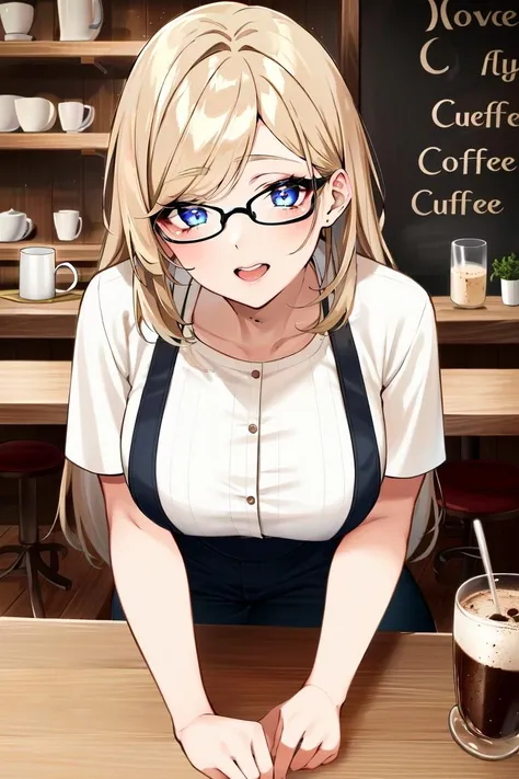 ((best quality)), ((highly detailed)), masterpiece, extremely detailed face, beautiful face, (detailed eyes, deep eyes), (1girl), full body, nerd, thick rimmed glasses, (in a cafe, coffee), <lora:tofuubear_artstyle:.9>, tofuubear