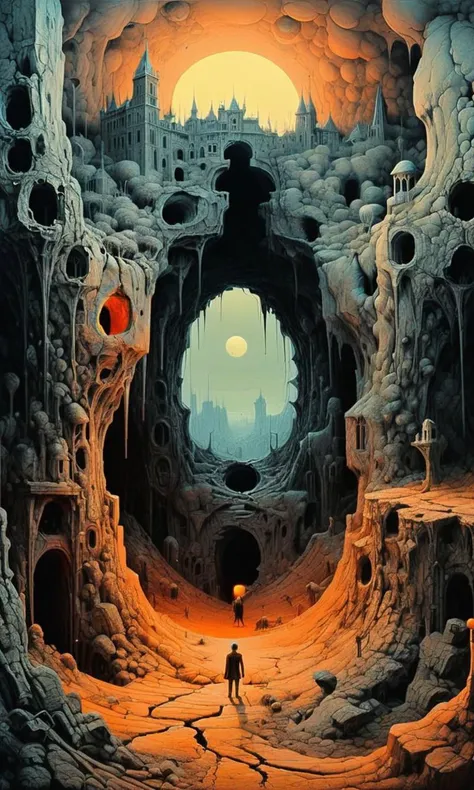 fantastical surreal illustration of hole in my life,  limited color palette, volumetric lighting,
in style of Zdzislaw Beksinski,
<lora:xl_more_art-full_v1:0.2> <lora:castlesland:0.75> castlesland