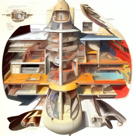 A close up of a cutaway of a space ship with a rocket - SeaArt AI