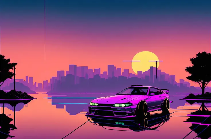 (nvinkpunk:1.2) (snthwve style:0.8) silvias15, lightwave, sunset, intricate, highly detailed <lora:mk4ToyotaSupra_v1:0.8> <lora:nissanSilviaS15_silvias15:0.75>