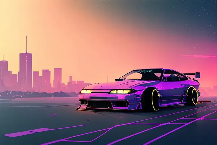 (nvinkpunk:1.2) (snthwve style:0.8) silvias15, lightwave, sunset, intricate, highly detailed <lora:mk4ToyotaSupra_v1:0.8> <lora:nissanSilviaS15_silvias15:0.75>