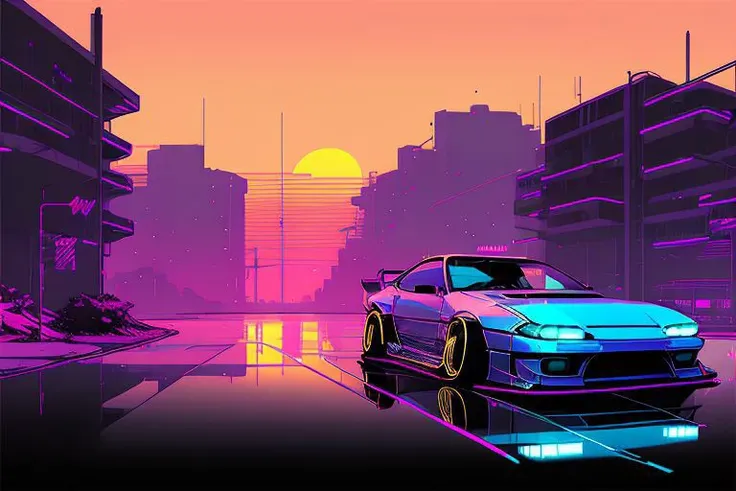 (nvinkpunk:1.2) (snthwve style:0.8) silvias15, lightwave, sunset, intricate, highly detailed <lora:mk4ToyotaSupra_v1:0.8> <lora:nissanSilviaS15_silvias15:0.75>