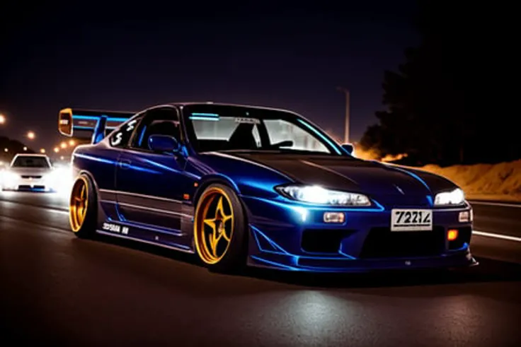 nissan SILVIAS15 in road,night, photorealistic, shot by Sony a7iii <lora:SILVIAS1515:1>