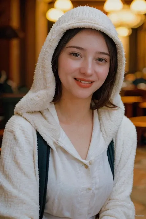 analog film photo solo, realistic, ((woman)), (((brunette hair))), (((grin512))), (((Hooded cardigan with a toggle closure))), ((cobblestone street, historic buildings, charming cafes, european ambiance)), ((dynamic pose)), high detailed, 8k, clear facial features, <lora:PAseer-SD15-LCM Quick:1> <lora:ReaLora:.2> skin <lora:[ID]_-_Meisita_Wulandari:1> meisita <lora:GStyle_-_Photography_Style:.4> gstyle  . faded film, desaturated, 35mm photo, grainy, vignette, vintage, Kodachrome, Lomography, stained, highly detailed, found footage