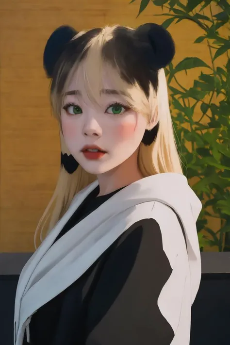 <lora:MeiMei_v10:0.77> mei-mei, black animal ears, blonde, panda-girl, green eyes
outdoors,, 8k, masterpiece, cinematic light, photorealistic, photo, professional photo, lightroom, natural, perfect, [oliver wetter|(kodak portra:0.08)|(leibovitz:0.6)], raw, intricate, high quality, mamiya, exposure blend, ((intricate details))
