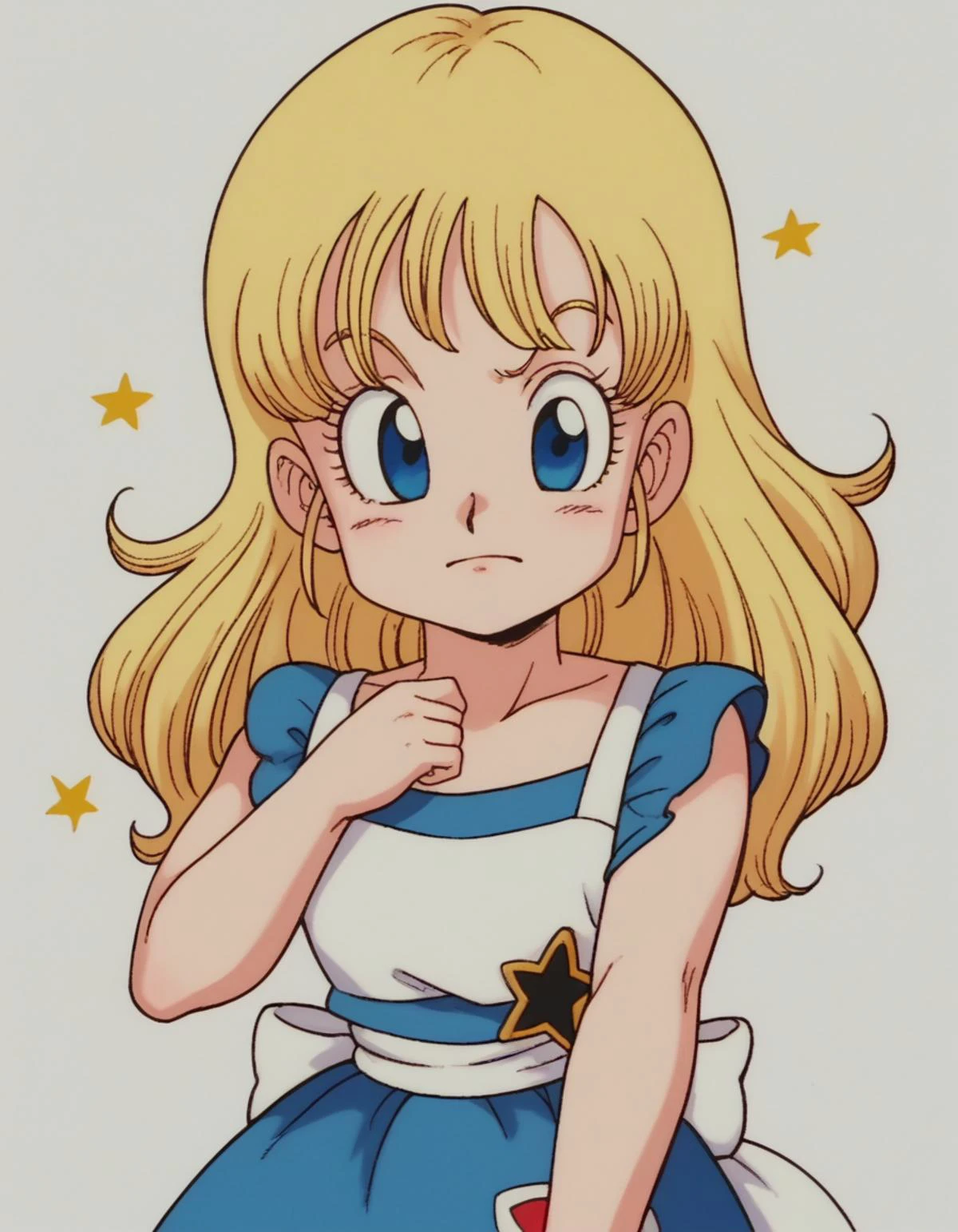 zPDXL, score_9, score_8_up, score_7_up, source_anime, BREAK
<lora:EarlyAkira-20:0.9> drgbls1, 1girl, solo, Alice in Wonderland, blonde hair, , littl, star_hands