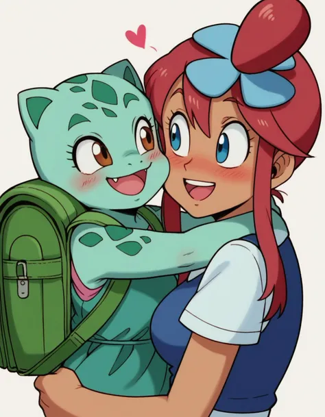 zPDXL, score_9, score_8_up, score_7_up, source_anime, <lora:EarlyAkira-20:0.8> drgbls1, 2girls, happy, hugging, looking at another, yuri, cute, adorable, blush, heart, Bulbasaur, colored skin, aqua skin, fang, green backpack, furry, colored skin,, BREAK
zPDXL, score_9, score_8_up, score_7_up, source_anime, drgbls1, 2girls, happy, hugging, looking at another, yuri, cute, adorable, blush, heart, Pokemon, Skyla, red hair, sidelocks, medium breasts,