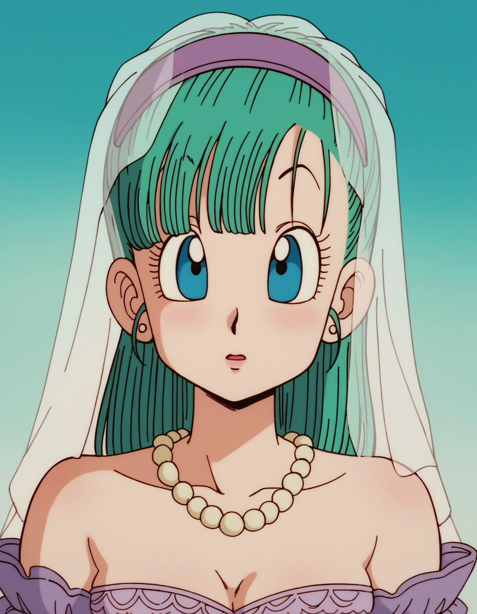 zPDXL, score_9, score_8_up, score_7_up, source_anime,
1girl, solo, <lora:EarlyAkira_v3:0.8> drgbls1, bride wearing Velvet off-the-shoulder top with lace trim, velvet mermaid skirt, velvet headband, velvet platform heels, wedding veil with lace, delicate pearl necklace and earrings set, bulma, blue hair, blue eyes,