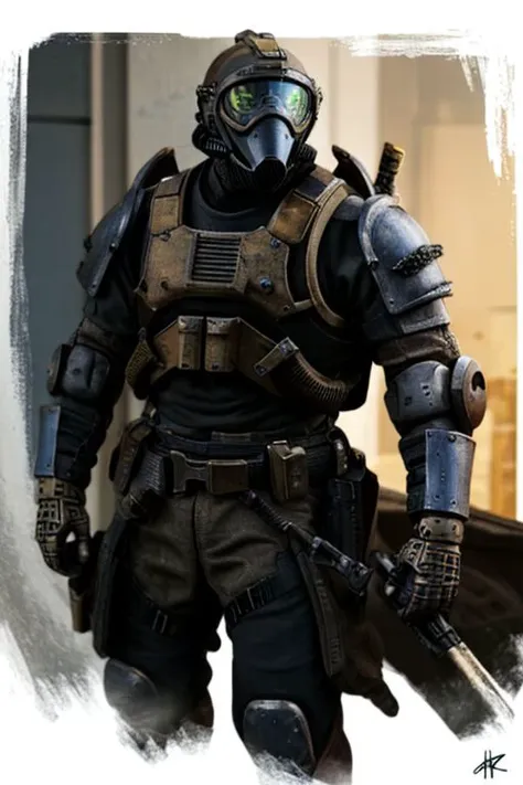 a man in plate armor made from a black non reflective metal, wearing a helmet and (gas mask) and firing an (assault rifle), ((black armor)), holding weapon
masterpiece, best quality, ((adult)), extremely detailed face, perfect lighting, 1boy, solo, photorealistic, hi res, hyperdetailed, ultrarealistic, ((cowboy shot)), ((action pose)),
male, powersuit,1boy, solo, no face, (helmet), knight, , armor, assault rifle, ruanyi0300,armor,assault rifle,belt,gloves,goggles,holding weapon,m4 carbine,mecha,robot,holding gun,