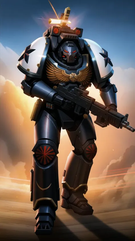 <lora:High Marshall Helbrecht and The Black Templars:0.8> Black templar, Helbrecth, Full armor, Terminator armor, panoply, BREAK, <lora:ArsenalLoHa-v1.0:0.4> (heavy weapon, woodfurniture, gatling gun, assault rifle, handgun, antique firearm, flamethrower, gun pointing up, gun pointing down, bolt action, submachine gun, rifle in one hand:0.75), masterpiece, best quality, extremely detailed, highly quality, 4k, sharp focus, professional, sharp focus, award winning, cinematic lighting, octane render, unreal engine, volumetrics dtx, Wallpaper,