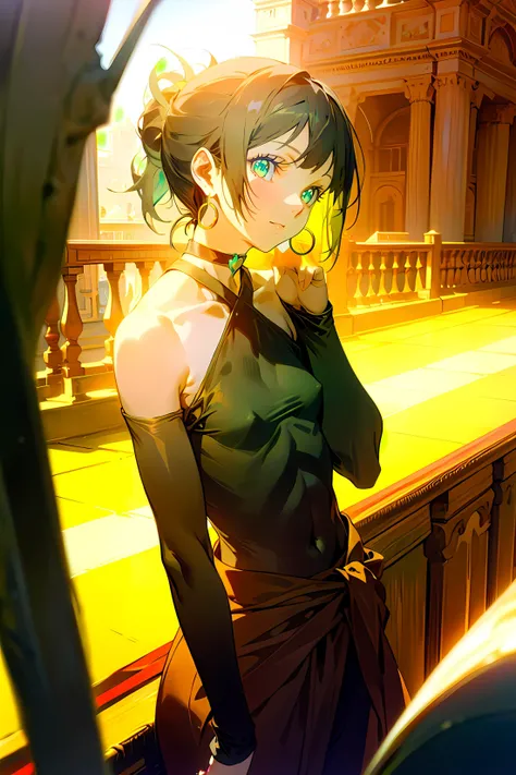 masterpiece, best quality, 1girl, futanari, Ray tracing, hdr, volumetric lighting,
Hands on the face peeking through fingers,
Red and Green hair, Textured Ponytail, big hair, playful Beige eyes, golden hoop earrings, choker, thick lips,
athletic, tiny breasts, narrow shoulders, narrow waist, childbearing hips, covered nipples, bulge, Day at the Park: Sundress, straw hat, and sandals, <lora:KTF_10:-0.9>, mature female
