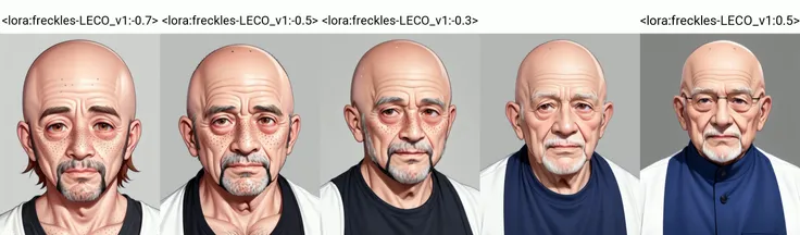 <lora:freckles-LECO_v1:-0.7>, 96 years old man, pink skin, freckles, aged up, male, short hair, beard, bald