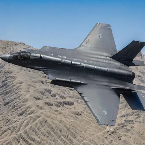 (8k, RAW photo, best quality, masterpiece:1.2), (realistic, photo-realistic:1.37), (exquisitely detailed), ultra_color, (realistic), high quality, ultra detailed, (Real picture), (realistic skin), (intricate details),F-35, vehicle focus, military vehicle, airplane, jet, military, aircraft, fighter jet, realistic,overlook,missile,<lora:myf35testv2:0.75>