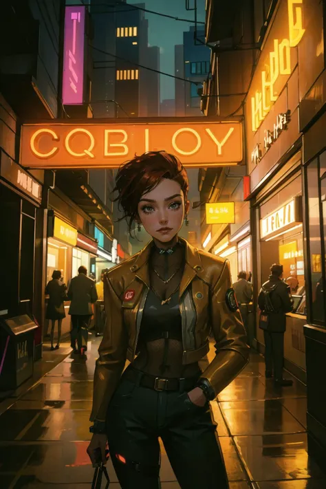 cowboy shot, cyberpunk, storefront, neon signs, CyberAurore, (masterpiece), (best quality:1.2), absurdres, intricate details, <lora:CyberAurore:0.8>, <lora:sam_yang_offset32dim:0.5>,